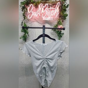 Antistar white and gray striped crop top